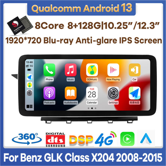 10.25"/12.3" Android 13 Qualcomm Car Multimedia Player GPS Radio for Mercedes Benz GLK X204 2008-2015