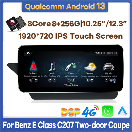 10.25"/12.3" Android 13 Qualcomm Car Multimedia Player GPS Radio for Mercedes Benz E Coupe W207 A207 C207 2009-2016