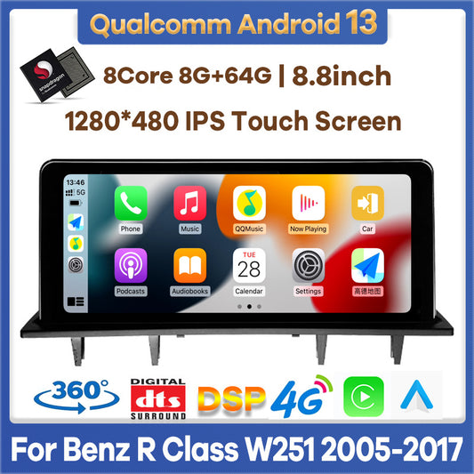 10.25"/12.3" Android 13 Qualcomm Car Multimedia Player GPS Radio for Mercedes Benz R Class W251 2005-2017